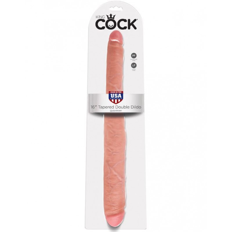 King Cock 16 inch Tapered Double Ended Dildo - Flesh